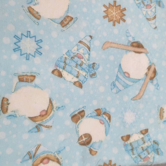 I Love Sn Gnomies Blue Flannel Fabric Shelly Comiskey Henry Glass 1.5 Yards - Picture 1 of 5